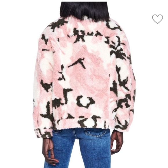 Apparis, Teresa Camo Faux Shearling Jacket, Pink/Brown/Cream, Size Small - Picture 14 of 14